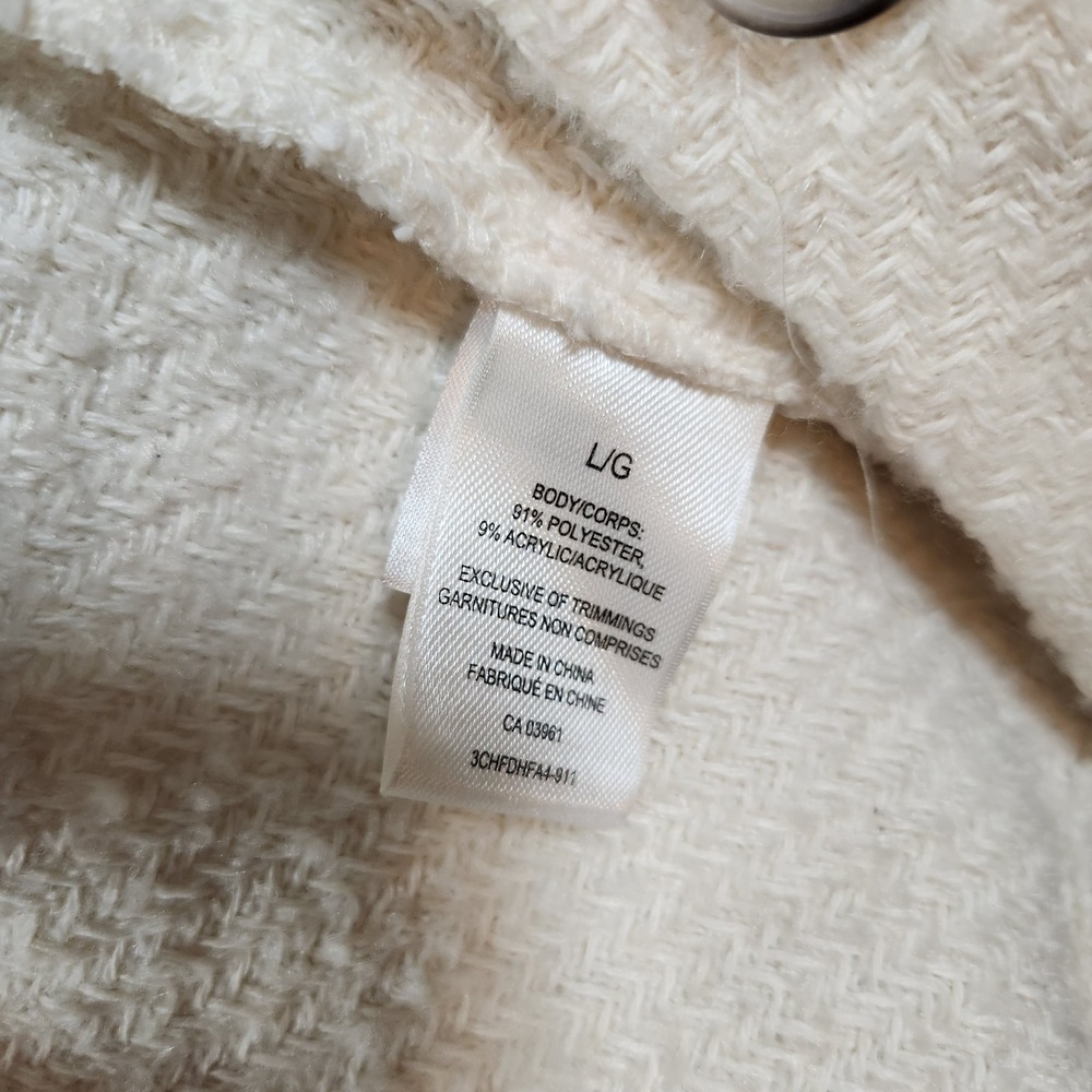 Denver Hayes Cream Herringbone Textured Shacket Button Up Shirt Jacket L - Picture 8 of 8